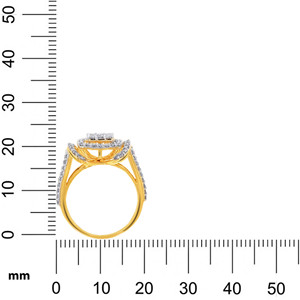 Bague en diamant Regal Impression, luxe, plaqué or jaune, avec cluster de diamants carrés et double halo ouvert micro-pavé - Product Image 5