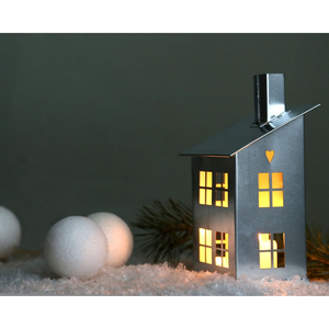 Faroles de Estilo Rústico para Casas de Pueblo, Portavelas de Metal con Acabado Blanco Gris, Hechos a Mano, con Forma de Cabaña, para Decoración del Hogar - Product Image 3