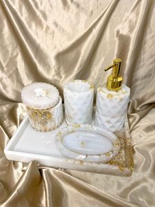 Elegant Resin Bathroom Accessories Set Soap Dispenser <b>Toothbrush</b> <b>Holder</b> Soap Dish Vanity Organizer for Hotel Restaurant Homes - Product Image 5