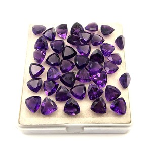 7mm Natural <b>Amethyst</b> Trillion Cut Loose Gemstone Faceted Stone For Jewelry Making High Quality Wholesale Bulk From Manufacturer - Product Image 4