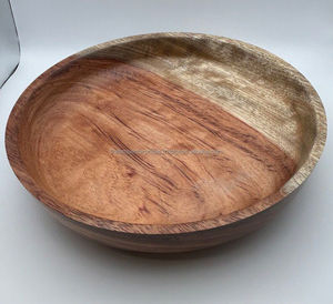 Economical Trendy Handmade Flat Bottom <b>Wooden</b> <b>Salad</b> <b>Bowl</b> with <b>Wooden</b> Joint for <b>Salad</b> Soup and Snack - Product Image 2