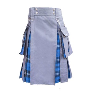 Kilt utilitaire en tartan personnalisé pour homme avec sangles en cuir hybride, prix d'usine, service OEM disponible - Product Image 6
