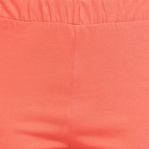 Women's Coral Short Sleeve Crop Top and Shorts Set Crew Neck Elastic Waist Solid Color Summer Set 100% Cotton Light Breathabable - Product Image 5