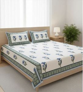 Premium Printed Cotton <b>King</b> <b>Size</b> Bedding <b>Sheet</b> Bedroom Decor From India Supplier At Best Price Bedsheet - Product Image 3