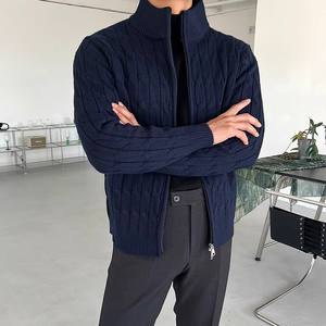 เสื้อสเวตเตอร์ไหมพรมแขนยาวสำหรับผู้ชาย แบบมีซิป คอเสื้อแบบริบ  เสื้อคาร์ดิแกนไหมพรม  เสื้อแจ็คเก็ตไหมพรม  เสื้อสเวตเตอร์ขนสัตว์สำหรับผู้ชาย - Product Image 4