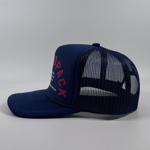 ODM Manufactured Custom logo Design Heat Transfer Printing 5 Panel for Unisex Wear Foam Mesh Silk Print <b>Navy</b> Blue Trucker Cap - Product Image 4