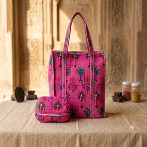 Trendy <b>Summer</b> Solid Color Cotton Lining Quilted Portable Stylish <b>Tote</b> <b>Bags</b> With 3 Cosmetic Pouches For Daily Usage <b>Bags</b> - Product Image 4