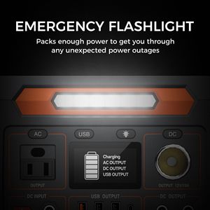 Stazione di Alimentazione Portatile 300W con Generatore Solare 230.88Wh/62400mAh, Luce LED, Presa AC, Uscita DC, Batteria di Backup - Product Image 5