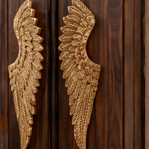 Poignée de porte Seraphis Crest en laiton antique avec ailes d'ange |   Poignée de tirage décorative artistique en laiton pour portes et meubles d'hôtel de luxe - Product Image 3