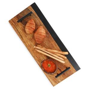 Bandeja de Servir de Madera de Mango Natural con Color de Grado Alimenticio, Diseño Decorativo con Asa de Metal Negra para Uso en Restaurantes - Product Image 2