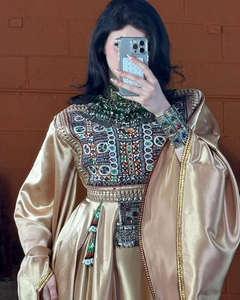 Vestido Afgano Kuchi de Diseño Vintage, Hecho a Mano, Tradicional, Tribal, Bordado, para Mujer, Vestido Afgano Kuchi para Festivales, Cultura Pashtun - Product Image 6