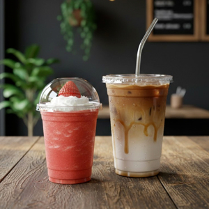 QUANG QUAN 16/22/24oz Clear PP/PET Disposable Single Wall <b>Plastic</b> <b>Cup</b> with 95mm Lid for Cold Coffee & Tea Beverages - Product Image 3