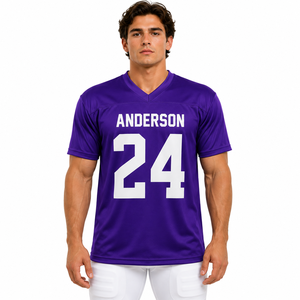 Maillot de football américain violet personnalisé pour hommes, maillot de football vierge, maillot d'équipe personnalisé, chemise de sport athlétique - Product Image 3