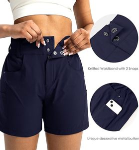 Shorts de randonnée pour femmes à étiquette privée personnalisée, shorts de golf taille haute avec poches cargo, 220 GSM, extensibles et hydrofuges - Product Image 3