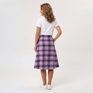 Jupes à carreaux pour femmes, longueur genou, jupes en coton de haute qualité, respirantes, style streetwear, jupes longues en flanelle à carreaux - Product Image 3