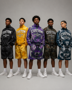 Ensemble de survêtement camouflage personnalisé en gros, unisexe, streetwear, veste à fermeture éclair à manches longues, short, séchage rapide, léger, été - Product Image 2