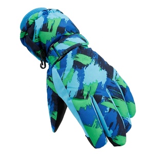 Guantes de esquí gruesos de algodón 3M de moda personalizables coloridos impermeables invierno al aire libre Snowboard guantes con mangas de cuero - Product Image 6