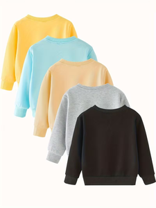 Sweat à capuche décontracté pour enfants, col rond, manches classiques, en tricot uni, respirant, en polyester/coton écologique, à faible MOQ et prix abordable - Product Image 2