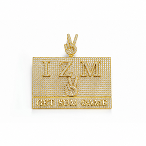 Pendentif unisexe personnalisé IZM 18,52 carats en moissanite taille brillant, argent sterling blanc plaqué or 18 carats, chaîne finition satinée 2 mm - Product Image 4