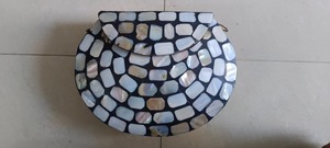 Sac à main à bandoulière ILAHI, fait main, en MOP, imprimé sérigraphié, personnalisé, à carreaux, avec chaîne, pour mariage et usage quotidien - Product Image 2