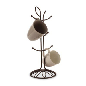 Classical Metal Mug Holder Stand With Curved Hooks Double Tier Kitchen <b>Storage</b> Rack For Tableware Durable Design - Product Image 1