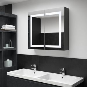 Mobile da Bagno in MDF Antracite con Specchio LED e Vetrina Media per Stoccaggio - Product Image 1