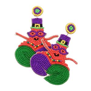 Louisiana ต่างหูลูกปัดมาร์ดิกราส์สำหรับผู้หญิงต่างหูลูกปัดเม็ดเล็กต่างหูทำด้วยมือจากอินเดีย - Product Image 5