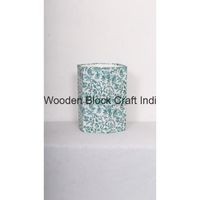 Poubelle décorative ouverte faite à la main en carton PP imprimé au bloc, avec enveloppe en tissu 100 % coton.