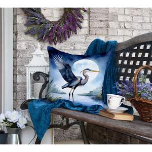 Blue Heron Under Moonlight Decorative <b>Throw</b> Pillow 18Hx18W Machine Washable <b>for</b> Indoor & Outdoor Use <b>for</b> <b>Couch</b> Bed & Patio - Product Image 5