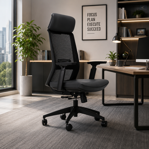 Chaise de bureau haut de gamme 2024 à succès, ergonomique, moderne, en cuir et maille d'acier, pivotante, avec accoudoirs réglables en hauteur, directement de l'usine - Product Image 1