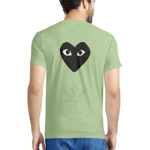 T-shirt gris pour homme avec motif cœur noir et yeux, manches courtes, col rond, imprimé, coupe décontractée, 100 % coton jersey, infroissable, devant imprimé - Product Image 6