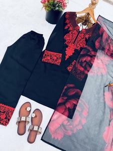 طقم ملابس احتفالية راقية (بلوزة وبنطلون ودوباتا) مثالي لإطلالة فخمة، مخيط بالكامل وجاهز للارتداء، متوفر بالجملة - Product Image 6