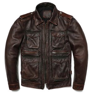 Chaqueta de cuero genuino de vaca clásica personalizada de alta calidad y gran venta al por mayor para hombre - Product Image 6