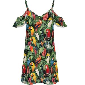 Vestidos Mini Casuales de Verano para Mujer 2026, Vestido de Tirantes Finos con Estampado Tropical, Mezcla de Poliéster Suave y Transpirable, Cuello en V - Product Image 2