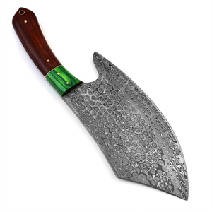 Couteaux de cuisine professionnels pour chef avec lame en acier à motifs décoratifs et manche en bois lisse pour couper les légumes et préparer les aliments - Product Image 6