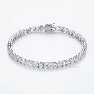 Jewelry 925 Sterling Silver Round Shape Classic White <b>Topaz</b> Hip Hop Tennis Handmade <b>Bracelet</b> 3-4mm for Party & Wedding Gift - Product Image 2
