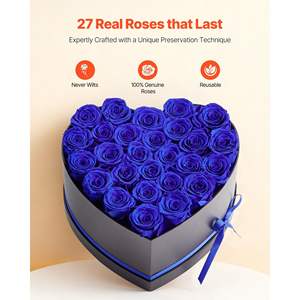 Forever Royal Blue Flowers 27 Preserved <b>Roses</b> Heart Shape <b>Box</b> Immortal Birthday/Gift for Women Valentine's/Christmas Day Present - Product Image 2
