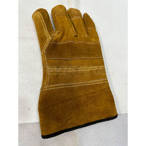 Gants en cuir résistants à la chaleur, cuir de vachette marron, protection industrielle, fabrication sur mesure, OEM, distributeur en gros, gants de sécurité en cuir - Product Image 3