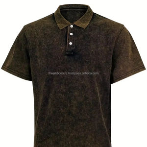 Camisas Polo de estilo informal de verano para hombre, camisas de golf antiarrugas de manga corta desgastadas con patrón sólido elástico ligero - Product Image 1