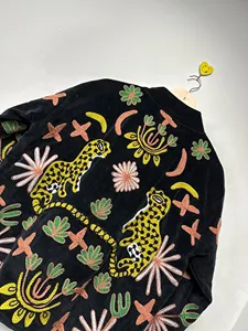 Handmade Black <b>Velvet</b> Suzani <b>Jacket</b> With Tropical Floral Embroidery Full Sleeve Stand Collar Bohemian <b>Women's</b> Winter Coat - Product Image 6