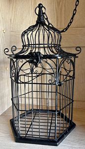 Jaula para Pájaros con Decoración Floral Metálica Mate para Colgar en el Pasillo - Product Image 3