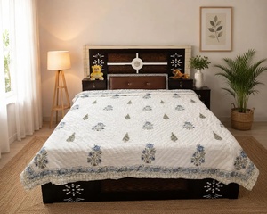 Hand Block Print Cotton Razai <b>Quilt</b> Reversible Jaipuri <b>Indian</b> Bedding - Product Image 1