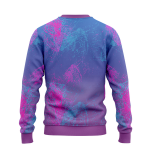 Sudadera de cuello redondo para hombre, morado, rosa, azul, estilo grunge con salpicaduras, con logotipo personalizado, gráfico, jersey, tops de entrenamiento para equipos, OEM - Product Image 2