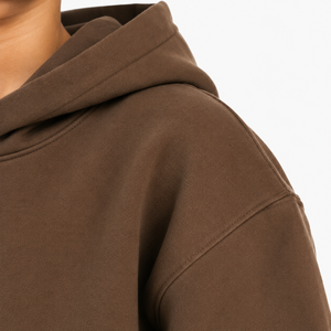 Sweat-shirt à capuche pour garçons, pull d'hiver, marron uni, décontracté, en polaire avec poche kangourou, poignets côtelés, respirant - Product Image 2