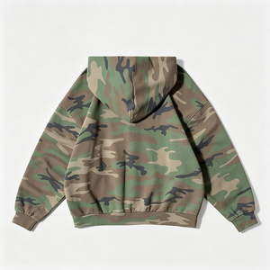 Custom High Quality 100% Cotton Fleece Sweatshirts Cropped Camo Zip up <b>Hoodie</b> - Product Image 4