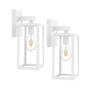 Lámpara de Pared Metálica Rectangular de Alta Calidad con Pantalla de Vidrio Transparente, Decorativa para Jardín - Product Image 1