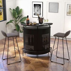 Tavolo Bar a 4 Ripiani con 3 Portabicchieri e Scaffali Portaoggetti - Product Image 2