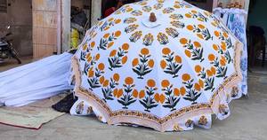 Sombrilla Plegable Moderna de Algodón para Exteriores, Parasol Decorativo para Fiestas con Estampado Indio, para Jardín, Protección Solar, Hecha a Mano (No se Apto para Máquinas) - Product Image 6