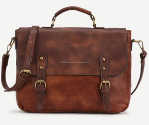 Leather Laptop <b>Briefcase</b> Classic Shoulder Bag for Office Men Durable Handle Closure - Product Image 6