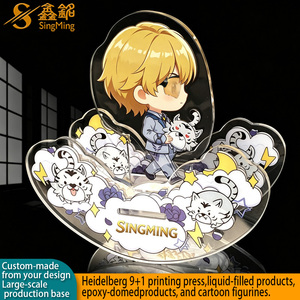 Llavero de acrílico lenticular personalizado al por mayor con diseño de dibujos animados, creativo, con mecanismo de carrusel, balancín y arena movediza ensamblada con resorte - Product Image 1